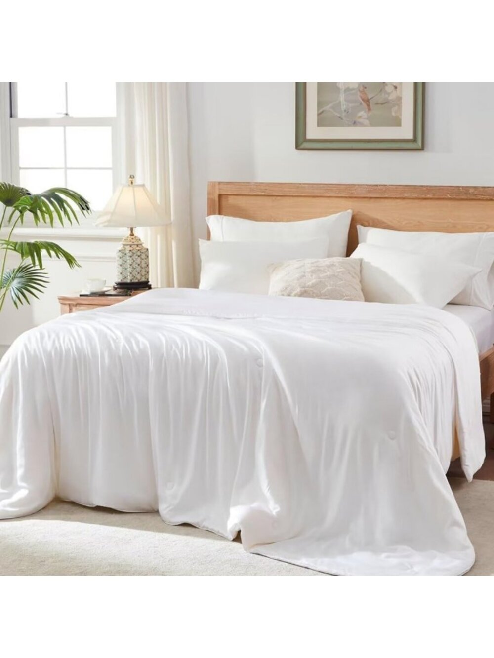Lightweight Summer Comforter King Size - Cooling, Breathable, Soft White Bedding